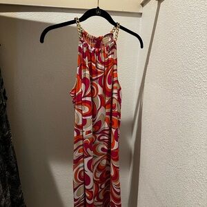 Vibrant Pink and Orange Michael Kors Women's Dress - Size S